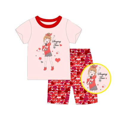 China 2022 summer short sleeve shorts shorts breathable new styles for girls aged 3-8 are in stock, kids pajamas wholesale caluby 100% cotton for sale