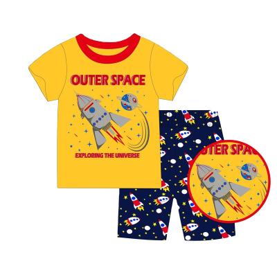 China Caluby brand new summer style kids breathable 3-8 years old100% cotton pajamas short sleeves shorts series pajamas wholesale for sale