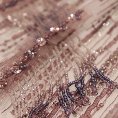 China New design hand made 3D handmade sequin beaded sequin embroidery fabric for wedding dress for sale