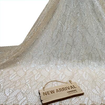 China Other Famous Latest Lace Materials French Net Tulle Sequins Embroidery African Lace Fabric For Dress Dress for sale