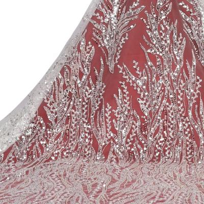 China Other Shaoxing Online Textile Machine Beads Crystal Sequin Fabrics Lace Up Tulle For Wedding for sale