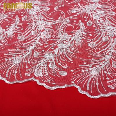 China Other Order HOT Selling White Ankara Embroidery Lace Tulle Fabric With Flower For Wedding Dress for sale