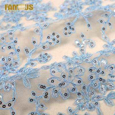 China Other Luxury 100% Polyester Embroidered Tulle Rope Sequin Lace Up Fabric For Children Garment for sale