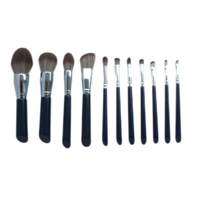 China Angular Blush Artificial Bionic Fiber Wool Wooden Handle Makeup Brushes Free Samples 11 Pcs for sale