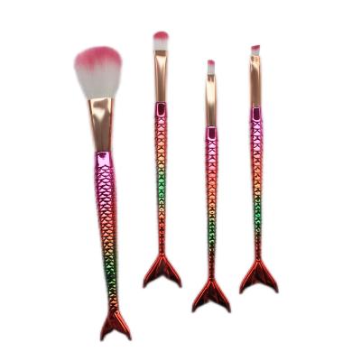 China Angular Blush Free Samples Best Selling 4 Piece Mermaid Makeup Brush Makeup Tool Makeup Brush Set for sale