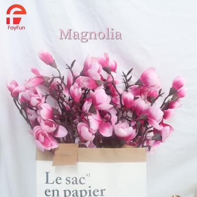 China High Quality Artificial White Decor Tree Stem Supplies Handmade Wedding Flores Magnolia Silk Flower for sale