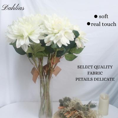 China Handmade decorative flowers flower decoration silk wholesale wedding supplies artificial dahlia for sale