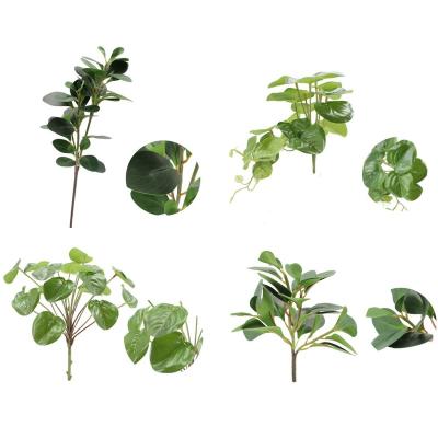 China Plastic Greenery Stems Garland Faux Real Touch Silk Leaves Handmade Artificial Foliage Decoration Leaves for sale