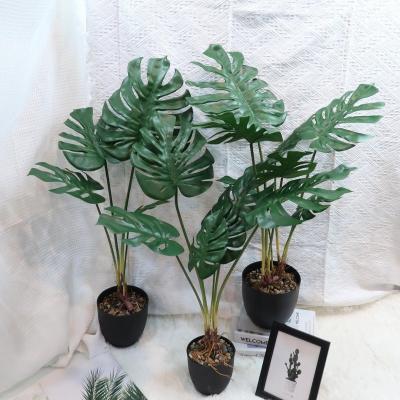 China Real Handmade Artificial Foliage Touch Faux Greenery Monstera Leaves Turtle Leaf Plants for sale