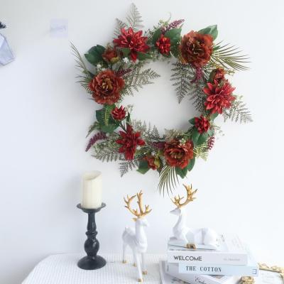 China Handmade Garland Swags Front Door Hanger Flower Decorative Artificial Flower Wreaths for sale