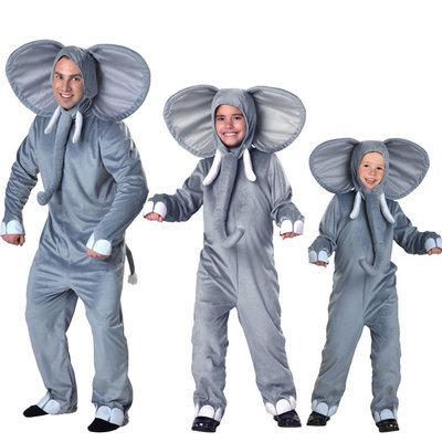 China Sweet Animal Halloween Insect Show Costume Adult Kids Children's Gray Elephant Dress Parent-child Costumes Adult for sale