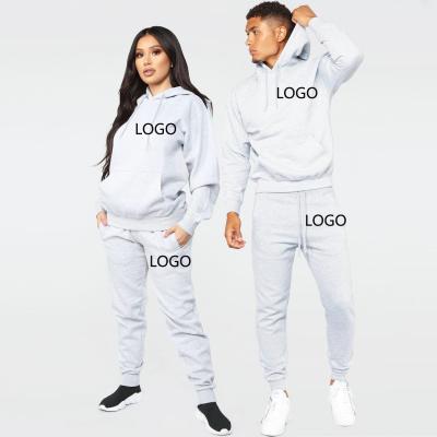 China Simple Men Breathable High Quality Custom Color Tracksuit Hoodie Sweatsuit Logo Two Piece Suits Solid Place for sale