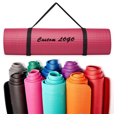 China Custom Durable 8-20mm Thick NBR Foam Fitness And Exercise Yoga Mat With Carrier Strap TPE/PVC/EVA/NBR Eco Friendly Yoga MA for sale