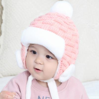 China Fashion Design JOINT Tie Rope Baby Knit Hat Winter Handmade Crochet Baby Knit Hat for sale