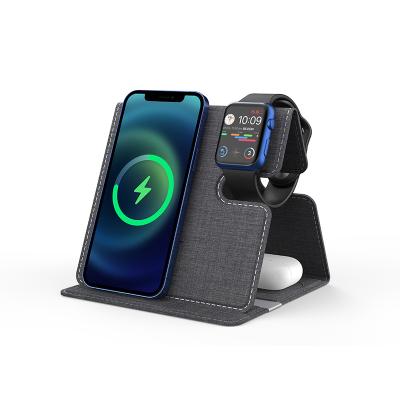 China Smart Watch 15W vertical foldable magnetic suction fast charge wireless charger 3in1 wireless charger for sale