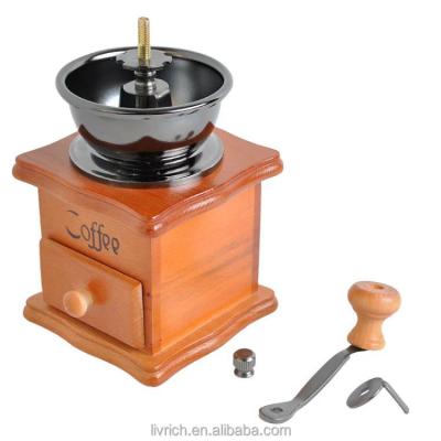 China Car 2022 Coffee Grinder Vintage Retro Manual Hand Crank Wooden Metal manual coffee grinder for sale