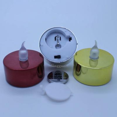 China Flameless Electroplated Galvanize Battery Operated Flame Less Tealight LED Candle Light for sale