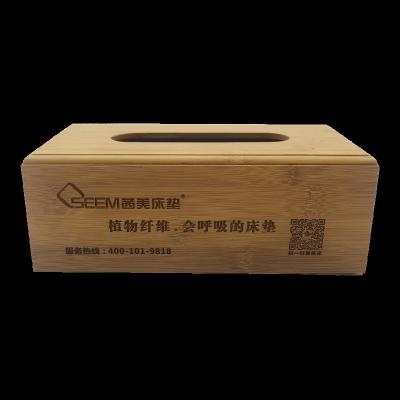 China Hot Sale LOGO Bamboo Tissue Box Handmade Customized QR Code Cheap Towel Box for sale