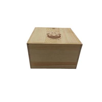 China Handmade Custom Size Unfinished Top Lid Wooden Square Square Wooden Box Sliding LOGO for sale