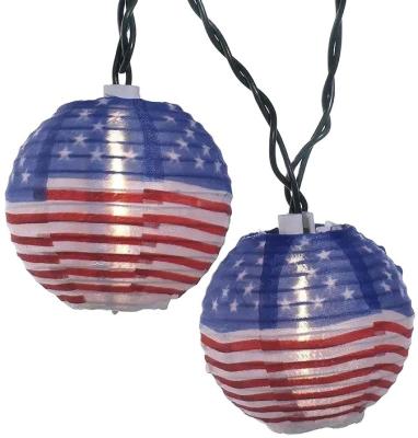 China 10 count hot white hot sale outdoor usa flag silk lantern string lights for sale