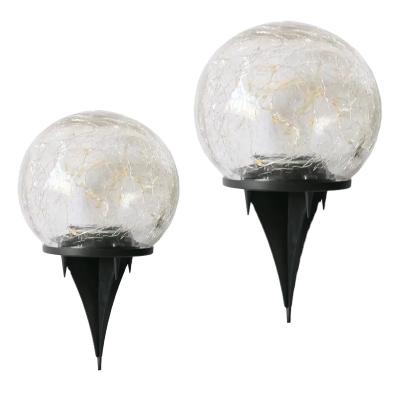 China Hot Sale Hot White Solar Garden Ball Lights Outdoor Waterproof Cracked Glass Globe Solar Power Ground Lights For Path Yard Patio Lawn for sale