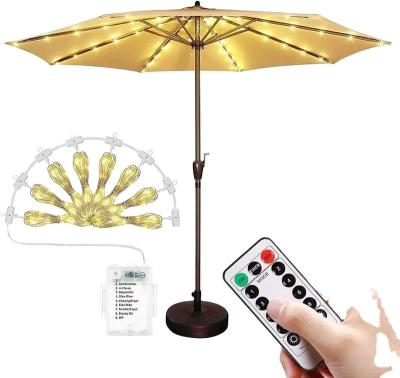 China Warm white Hot sell Battery Led Umbrella copper wire Light Waterproof 8 functions With Remote Control For Outdoor Camping Tent Lamp Beach G for sale