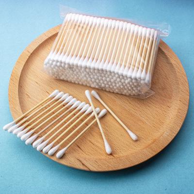 China FREE SAMPLES 200 pcs bamboo head custom sitck+cotton ear headed stick swab makeup lipstick bamboo cotton buds for sale