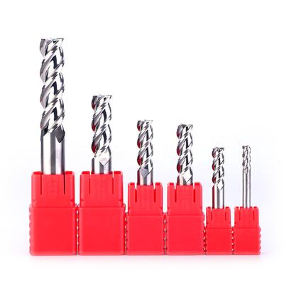 China High Performance Cutting Carbide 3 Flute Square Spiral End Mill For PVC Cutter Acrylic Wood CNC Milling Cutter for sale