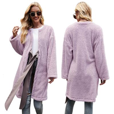 China Wholesale New Women's External Use P Fleece Bandage Cardigan Fashion Collocation Mid Length Long Sleeve Double Sided Loose Fleece Breathable for sale