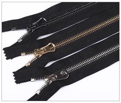 China Viable Design Custom Made Metal Zipper Nylon Clothing Accessories 3#/5# Slider Metal Teeth Zipper for sale