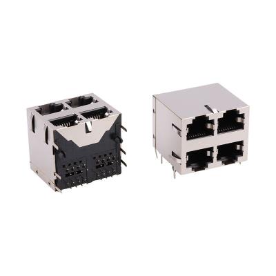 China Female Ethernet Jack , 8Pin 8 Contact RJ45 PCB 2X2 Port RJ45 Connector for sale