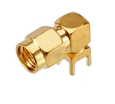 China RF SMA-JWE RF Connector SMA Bent Male Head Aerial Antenna Coaxial Plate Socket Solder Connector for sale