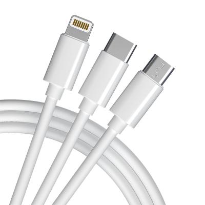 China Free sample 1M 3 in 1 braided data usb c charging cable for mobile phones charging for sale