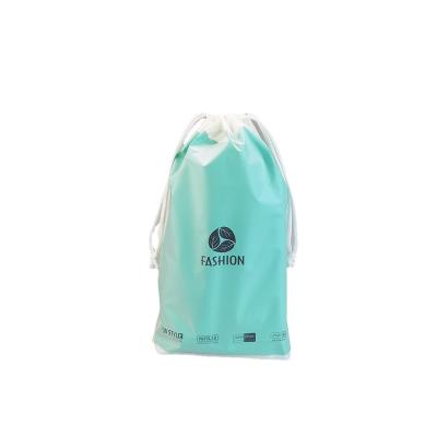 China Custom Plastic Drawstring Bag Shopping Clothes Reusable Clear Recyclable Pouch Promotional Storage for sale