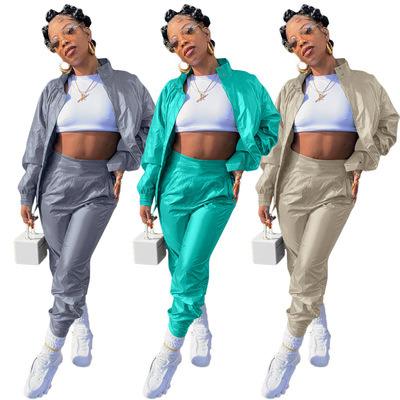 China Anti-Static Fitness Women Set Solid Color Tracksuit Zipper Jackets And Jogging Workout Pants With Pockets 2 Piece Set Tracksuit For Women for sale