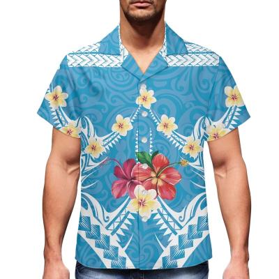 China Anti-pilling Shirts For Men Print Tribal Samoa Short Sleeve Button Up Shirt Custom Logo Printing Short Sleeve Button Shirt Cheap Prices for sale