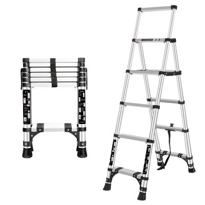 China High Quality Telescopic Ladders Telescopic Herringbone Ladder Foldable Silver Aluminum Ladder for sale