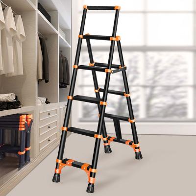 China Folding Ladders Black Retractable Ladder Multifunctional Portable Ladder For Indoor And Outdoor Use for sale