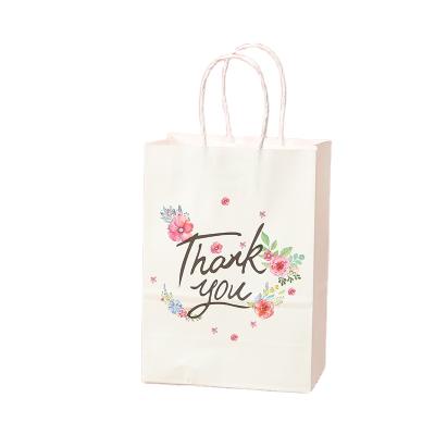 China Custom Recyclable Thank You Shopping Paper Bag With White Handle Paper Bags For Clothing / Gift / Food / Tote Bags Paper for sale