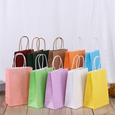 China Wholesale Cheap Custom Recyclable Printing ECO To Take Out Shopping Brown Paper Kraft Bags Colorful Flat Bottom Kraft Paper Gift Bag for sale