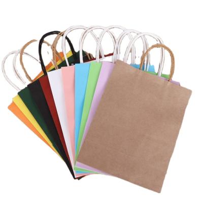 China Recyclable Custom Logo Eco Recycle Strong Kraft Bags Paper Take Away Food Gfit Shopping Flower Kraft Paper Packaging Bag With Handles for sale