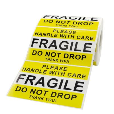 China Waterproof Fragile Sticker Label Please Handle With Care Don't Drop Thank You Fragile Label Sticker for sale