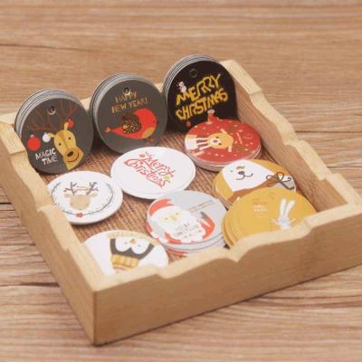 China Artificial Factory Sales Gift Certificate Wrapping Paper Hot Tag Card Hang Round Cute Cartoon Christmas for sale