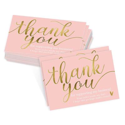 China Rectangel Custom Holographic Pink Thank You Cards Printing Business Large Size 3.5x5 Inch Pink Thank You Cards for sale