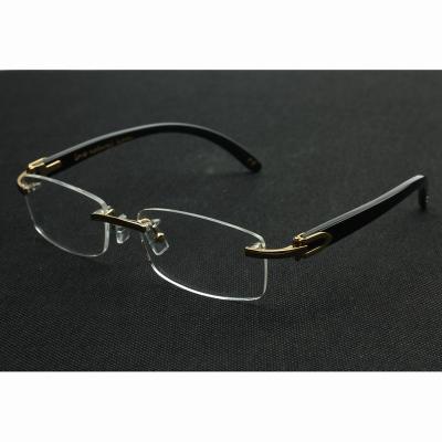 China Free logo branded style be horn engraved buffalo rimless monocle frame with changeable lens for sale