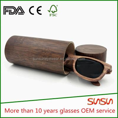 China Round Oval Round Sunglasses Case Style Glass Wooden Bamboo Case for sale