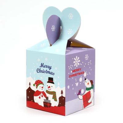 China New Recycled Materials Adorable Irregular Christmas Eve Apple Gift Box With Ribbon Handle for sale