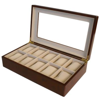 China Leather Watch Case 2/4/6/8/10/12 Slots Watch Pillow With Glass Top For Sale for sale