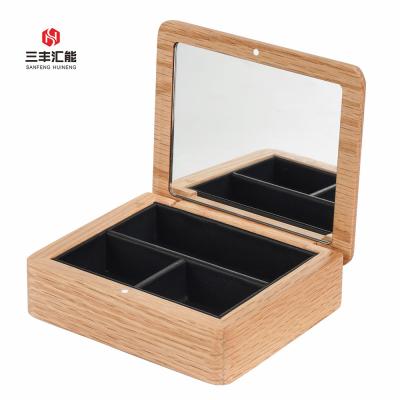 China 2020 OAK wood multifunctional portable jewelry storage box, wooden travel jewelry packaging box for sale, solid wood jewelry box for sale