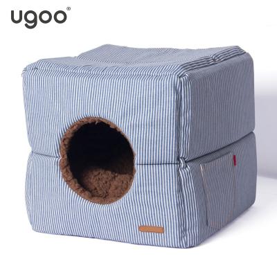 China Cute Luxury Warm 2 Mode Sustainable Dog Cat Bed Thick Soft Pet Cave House Pet Bed Winter Home Bed for sale